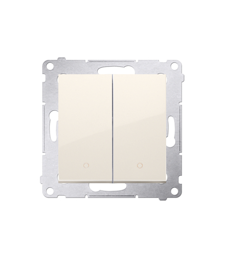 Łącznik dwubiegunowy podwójny (moduł) 16AX 250V, zaciski śrubowe, kremowy DW22A.01/41