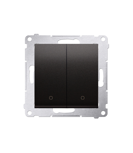 Łącznik dwubiegunowy podwójny (moduł) 16AX 250V, zaciski śrubowe, antracyt, metalizowany DW22A.01/48