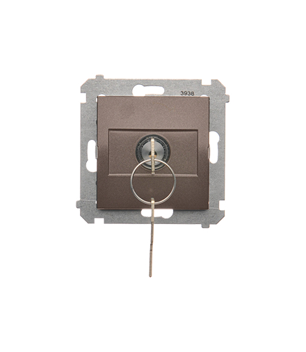 Łącznik na kluczyk chwilowy (przycisk) 2 pozycyjny „0-I” (moduł) 5A 250V, do lutowania, brąz mat, metalizowany DP1K.01/46
