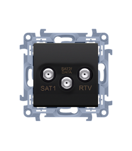Gniazdo antenowe satelitarne podwójne SAT-SAT-RTV (moduł), 1x wejście: 5 MHz-2,4 GHz, czarny mat Simon10 CASK2F.01/49
