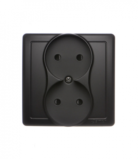 Gniazdo wtyczkowe podwójne bez uziemienia z przesłonami torów prądowych czarny mat 16A BMG2Z/49