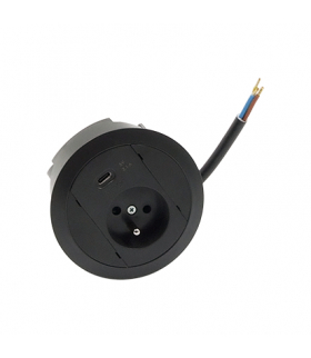 Gniazdo meblowe zest 1x250V typ E + ładowarka USB typ C kabel czarny Simon480 48330E10E000000-44