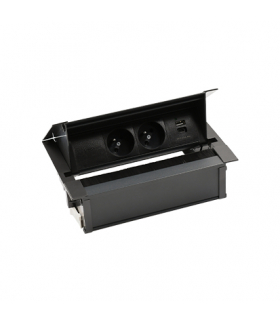 Mediaport Cover 2x250V typ E + ładowarka USB A-C kabel czarny Simon480 48730E20B000000-44