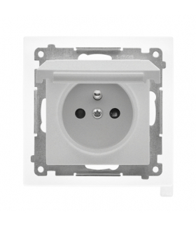 Gniazdo wtyczkowe do wersji IP44 bez uszczelki (moduł) 16 A, szybkozłącza. Klapka w kolorze pokrywy, Aluminium mat Simon55 TGZ1BCUZ.01/143
