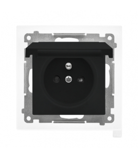 Gniazdo wtyczkowe do wersji IP44 bez uszczelki (moduł) 16 A, szybkozłącza. Klapka w kolorze pokrywy, Czarny mat Simon55 TGZ1BCUZ.01/149