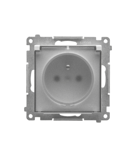 Gniazdo wtyczkowe do wersji IP44 bez uszczelki (moduł) 16 A, szybkozłącza. Klapka transparentna, Jasnoszary mat Simon55 TGZ1BCUZ.01/114A