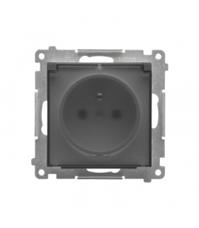 Gniazdo wtyczkowe do wersji IP44 bez uszczelki (moduł) 16 A, szybkozłącza. Klapka transparentna, Grafitowy mat Simon55 TGZ1BCUZ.01/116A