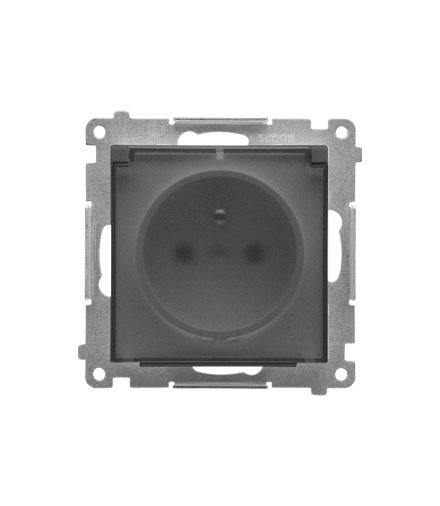 Gniazdo wtyczkowe do wersji IP44 bez uszczelki (moduł) 16 A, szybkozłącza. Klapka transparentna, Grafitowy mat Simon55 TGZ1BCUZ.01/116A
