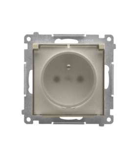 Gniazdo wtyczkowe do wersji IP44 bez uszczelki (moduł) 16 A, szybkozłącza. Klapka transparentna, Szampański mat Simon55 TGZ1BCUZ.01/144A