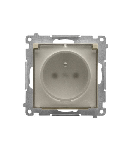 Gniazdo wtyczkowe do wersji IP44 bez uszczelki (moduł) 16 A, szybkozłącza. Klapka transparentna, Szampański mat Simon55 TGZ1BCUZ.01/144A