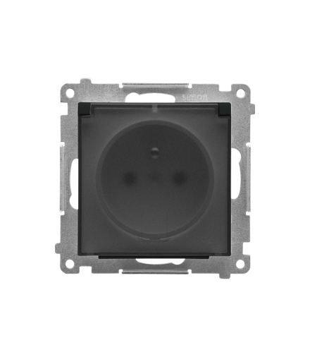 Gniazdo wtyczkowe do wersji IP44 bez uszczelki (moduł) 16 A, szybkozłącza. Klapka transparentna, Czarny mat Simon55 TGZ1BCUZ.01/149A