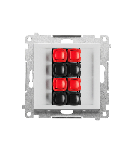 Gniazdo głośnikowe 4-krotne (moduł). Przekrój przewodów dla wejścia i wyjścia 2,5 mm2, Jasnoszary mat Simon55 TGL4.01/114