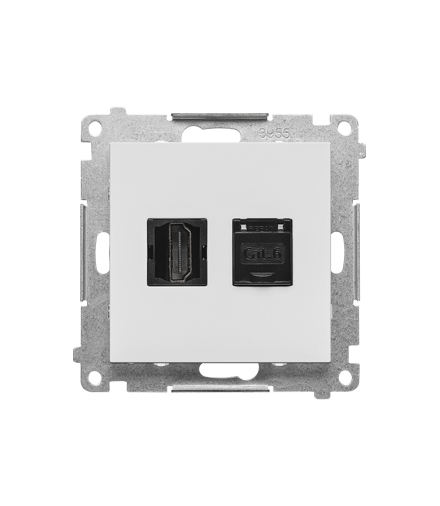 Gniazdo HDMI + RJ45 kat.6. (moduł), Jasnoszary mat Simon55 TGHRJ45.01/114