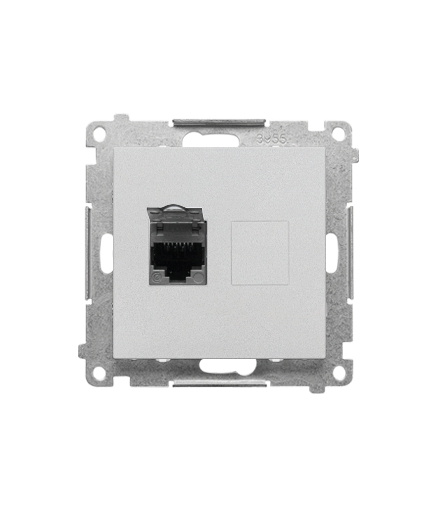 Gniazdo komputerowe pojedyncze RJ45 kategoria 6, ekranowane z przesłoną przeciwkurzową (moduł), Aluminium mat Simon55 T61E.01/143