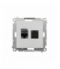 Gniazdo komputerowe podwójne RJ45 kategoria 6, z przesłoną przeciwkurzową (moduł), Aluminium mat Simon55 T62.01/143