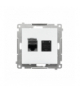 Gniazdo komputerowe podwójne RJ45 kategoria 6, ekranowane z przesłoną przeciwkurzową (moduł), Biały mat Simon55 T62E.01/111