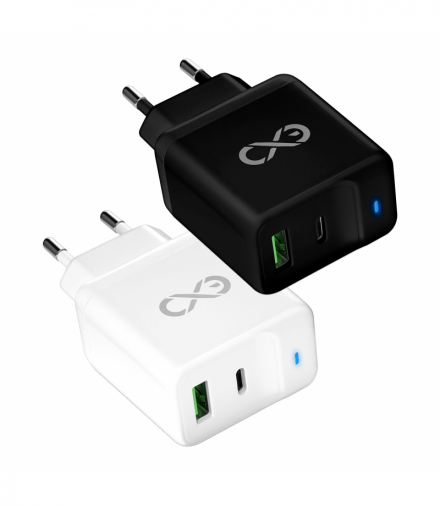 EXC Mobile ładowarka sieciowa LGHT, USB+PD, 20W, kolor mix Orno ACCEXCLIGHUSBPD20MIX