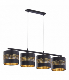 ALESSIO 4P, lampa wisząca, E27 max.60W, czarno-złota Orno Adviti AD-LD-6244BCE27T