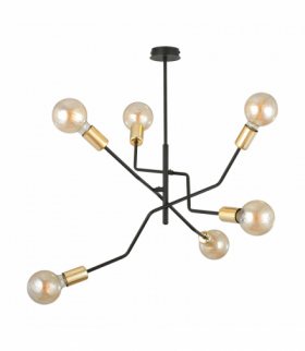 GIRO lampa wisząca, moc max.6x60W, E27, czarno-złota Orno Adviti AD-LD-6307B-CE27