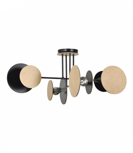 RITA lampa wisząca, moc max.4x60W, E27, czarna , drewno Orno Adviti AD-LD-6320BE27