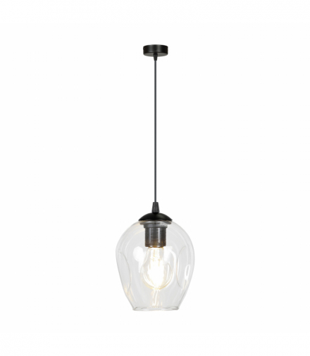 IRIS 1P lampa wisząca, moc max.60W, E27, czarno-transparentna Orno Adviti AD-LD-6326B-TRE27SP