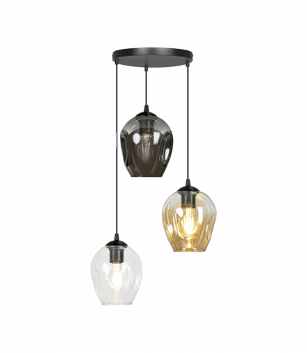 IRIS lampa wisząca, moc max.3x60W, E27, czarno-kolorowa (mix) Orno Adviti AD-LD-6327B-FCE27SP