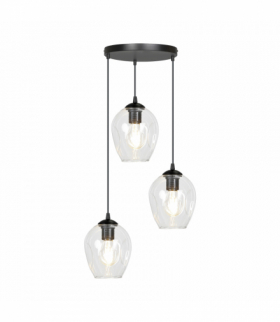 IRIS lampa wisząca, moc max.3x60W, E27, czarno-transparentna Orno Adviti AD-LD-6327B-TRE27SP