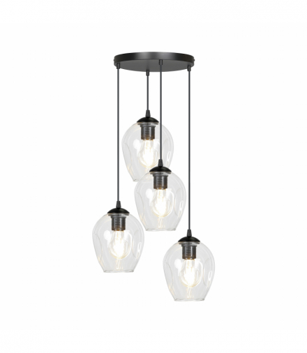 IRIS lampa wisząca, moc max.4x60W, E27, czarno-transparentna Orno Adviti AD-LD-6328B-TRE27SP