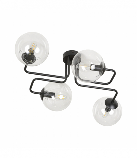 BARI lampa wisząca, moc max.4x40W, E14, czarno-transparentna Orno Adviti AD-LD-6329B-TRE14SP