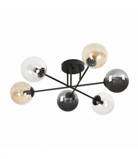 BARI lampa wisząca, moc max.6x40W, E14, czarno-kolorowa (mix) Orno Adviti AD-LD-6330B-FCE14SP