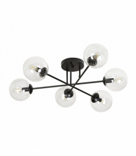BARI lampa wisząca, moc max.6x40W, E14, czarno-transparentna Orno Adviti AD-LD-6330B-TRE14SP