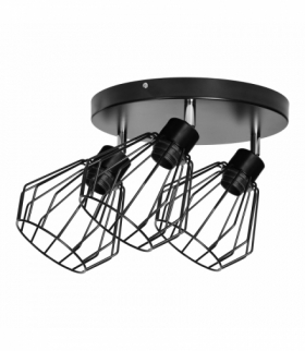 PINO oprawa ścienno-sufitowa, moc max. 3x60W, E27, czarna, podstawa okrągła, jednopoziomowa, ruchome głowice lampy Orno AD-LD-6370BE27M