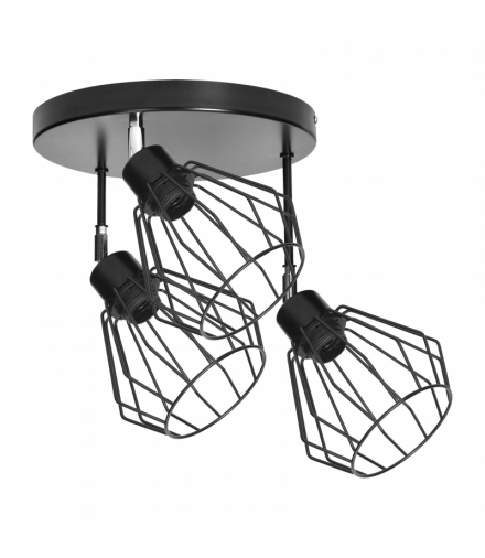 PINO oprawa ścienno-sufitowa, moc max. 3x60W, E27, czarna, podstawa okrągła, wielopoziomowa, ruchome głowice lampy Orno AD-LD-6371BE27M