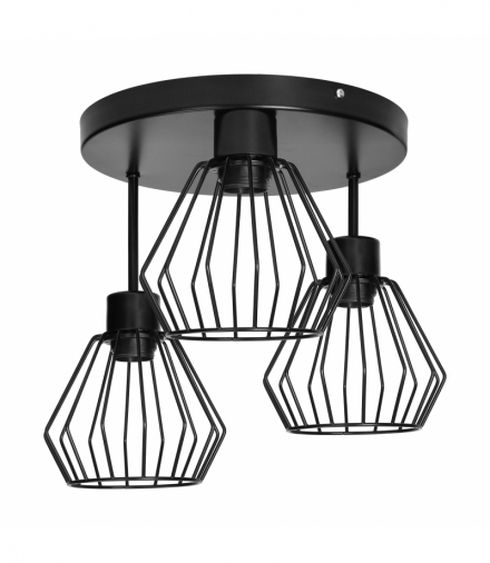 PINO oprawa ścienno-sufitowa, moc max. 3x60W, E27, czarna, podstawa okrągła, wielopoziomowa, stałe głowice lampy Orno AD-LD-6372BE27M