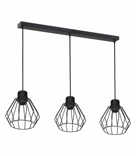 PINO lampa wisząca, moc max. 3x60W, E27, czarna, listwa Orno Adviti AD-LD-6375BE27M