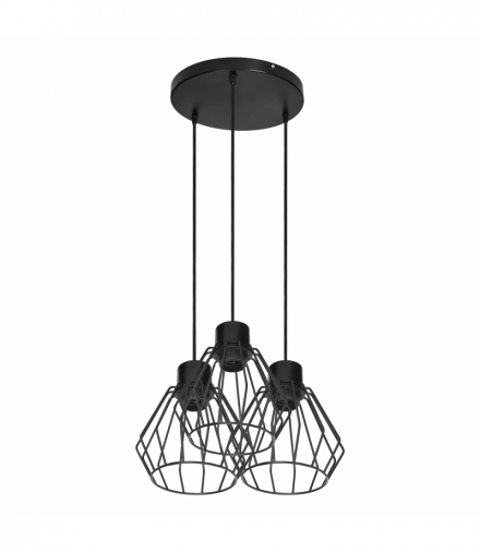 PINO lampa wisząca, moc max. 3x60W, E27, czarna, podstawa okrągła Orno Adviti AD-LD-6376BE27M