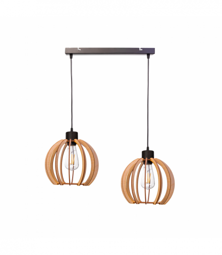 JUALA lampa wisząca, moc max. 2x60W, E27, czarna, drewno Orno Adviti AD-LD-6377BE27D