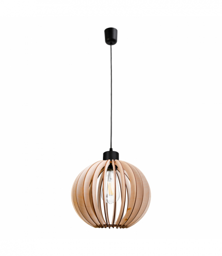 PALLA 270 lampa wisząca, moc max. 1x60W, E27, czarna, okrągły klosz, drewno Orno Adviti AD-LD-6381BE27D