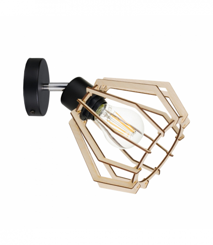 SOLIN kinkiet, moc max. 1x60W, E27, czarny, drewno Orno AD-LD-6382BE27D