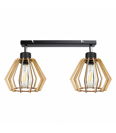 SOLIN oprawa ścienno-sufitowa, moc max. 2x60W, E27, czarna, drewno Orno AD-LD-6383BE27D