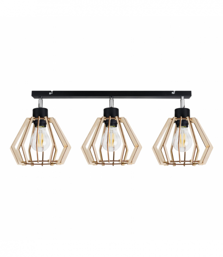 SOLIN oprawa ścienno-sufitowa, moc max. 3x60W, E27, czarna, drewno Orno AD-LD-6384BE27D