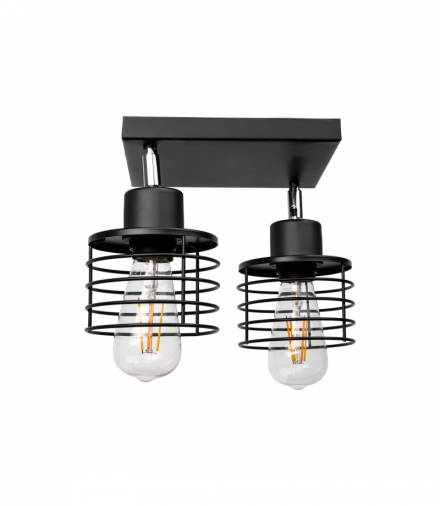 ISLA oprawa ścienno-sufitowa, moc max. 2x60W, E27, czarna, podstawa kwadrat Orno AD-LD-6387BE27M