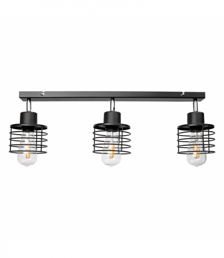 ISLA oprawa ścienno-sufitowa, moc max. 3x60W, E27, czarna, listwa Orno AD-LD-6388BE27M