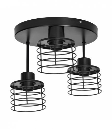 ISLA oprawa ścienno-sufitowa, moc max. 3x60W, E27, czarna, podstawa okrągła, wielopoziomowa, stałe głowice lampy Orno AD-LD-6391BE27M