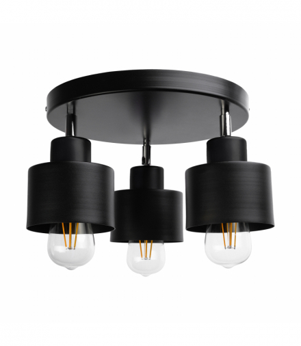 LISA oprawa ścienno-sufitowa, moc max. 3x60W, E27, czarna, podstawa okrągła, jednopoziomowa, ruchome głowice lampy Orno AD-LD-6396BE27M