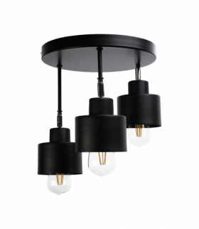 LISA oprawa ścienno-sufitowa, moc max. 3x60W, E27, czarna, podstawa okrągła, wielopoziomowa, ruchome głowice lampy Orno AD-LD-6397BE27M