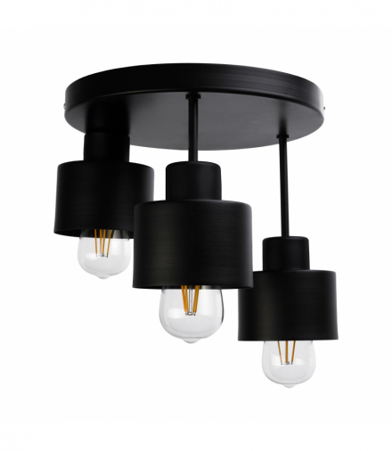 LISA oprawa ścienno-sufitowa, moc max. 3x60W, E27, czarna, podstawa okrągła, wielopoziomowa, stałe głowice lampy Orno AD-LD-6398BE27M