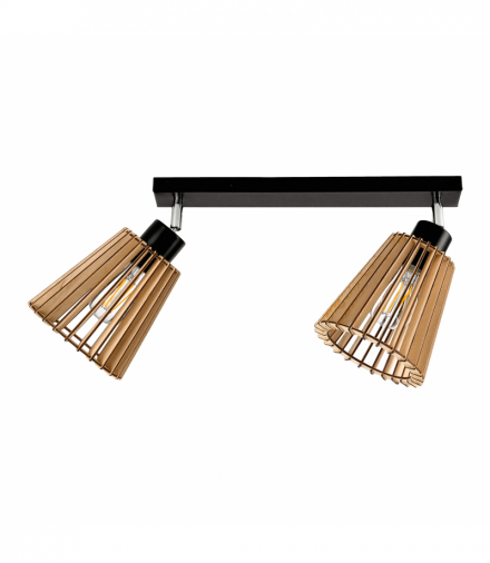 DELOS 2P E27, oprawa ścienno-sufitowa, max. 2x60W, czarna, drewno Orno AD-LD-6405BE27D