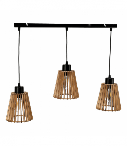 DELOS 3P E27, lampa wisząca, max. 3x60W, czarna, drewno, listwa Orno Adviti AD-LD-6409BE27D