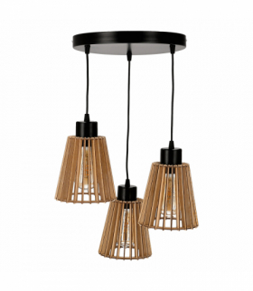 DELOS 3P E27, lampa wisząca, max. 3x60W, czarna, drewno, okrągła Orno Adviti AD-LD-6410BE27D